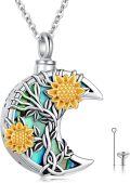 wholesale 925 Sterling Silver Moon & Sunflowers Cremation Jewelry Keepsake Urn Locket Necklace for Ashes Memory Gift-0-0