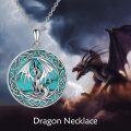 wholesale 925 Sterling Silver 925 Turquoise Stone Celtic Dragon Pendant Necklace for Women-0-5