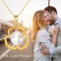 wholesale 14K Gold Flower Shape White Pearl Pendant Necklaces for Women Girls  Ideas-0-4