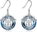 wholesale 925 Sterling Silver Tree of Life Blue Crystal Dangle Earrings for Sisters Birthdays Gifts-0-0