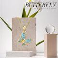wholesale Gold 925 Sterling Silver Turquoise Butterfly Pendant Necklace Minimalist Charm s for Her-0-1