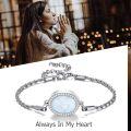 wholesale Sterling Silver Opal & Zircon Urn Bracelet for Keepsakes, Oval Halo Jewelry Gift for Women-0-3