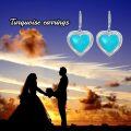 wholesale 925 Sterling Silver Heart-Shaped Genuine Turquoise Drop Earrings for Women-0-4