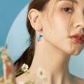 wholesale 925 Sterling Silver Blue Crystal Dolphin Drop Earrings for Women-0-2