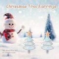 wholesale 925 Sterling Silver White Opal Christmas Tree Stud Earrings for Women Holiday  Ideas-0-5
