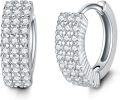 wholesale 925 Sterling Silver Cubic Zirconia Pave Huggie Hoop Earrings for Women Gift Ideas-0-0