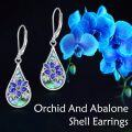 wholesale 925 Sterling Silver Abalone Shell Blue Orchid Drop Earring Set for Women Gifts-0-3