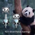 wholesale 925 Sterling Silver Panda Heart Dangle Drop Stud Earrings for Women Girls Gifts Jewelry Accessories-0-5