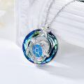 wholesale 925 Sterling Silver Blue Opal Sea Turtle Pendant Necklace with Starfish Charm and Chain  for Women-0-4