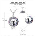 wholesale 925 Sterling Silver Three Cats on Moon Necklace with Celtic Moon Pendant - Hypoallergenic Cat Jewelry Gift for Women-0-2
