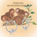 wholesale 925 Sterling Silver Koala Bear Huggie Hoop Earrings for Women Girls -0-2