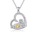 wholesale 925 Sterling Silver Lion And Cub Heart Pendant-0-0