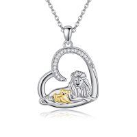 wholesale 925 Sterling Silver Lion And Cub Heart Pendant-Lions