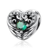 wholesale 925 Sterling Silver Stone Angel Wing Charm Bracelet Jewelry Gift for Women-05 May - Emerald