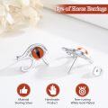 wholesale 925 Sterling Silver Red Jasper Eye of Horus Stud Earrings for Women - Bohemian Egyptian Style -0-5