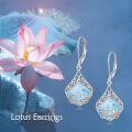 wholesale Sterling Silver Lotus Earrings with Moonstone Amber Onyx Lapis Larimar Rose Quartz Moss Agate-0-7