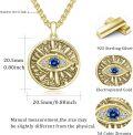 wholesale Gold 925 Sterling Silver Round Evil Eye Pendant with Sapphire and Cubic Zirconia on Gold Plated -0-3