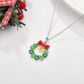 wholesale 925 Sterling Silver Green Flower and Red Bow Pendant Necklace with Gold Bells - Holiday  for Her-0-1