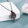 wholesale 925 Sterling Silver Gothic Rose Pendant Necklace with Red Stone and Black Skeleton Leaves Mothers Day Gifts for Women Men-0-4