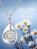 wholesale 925 Sterling Silver Daisy Flower Tear Drop Cremation Jewelry Pendant Necklace for Women-0-2