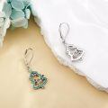 wholesale 925 Sterling Silver Christmas Tree Earrings With Multi Gemstones-0-3