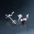 wholesale 925 Sterling Silver Red Crystal Bat Stud Earrings for Women Girls Gothic Halloween s-0-1