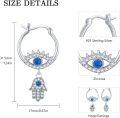 wholesale 925 Sterling Silver Blue CZ Evil Eye Hamsa Hand Drop Leverback Earrings-0-4
