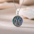 wholesale 925 Sterling Silver Maitreya Buddha With Abalone Shell Pendant Necklace-0-1