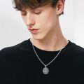 wholesale 925 Sterling Silver Eye Of Horus Falcon Egyptian Oval Pendant Necklace Oxidized Finish-0-2