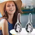 wholesale 925 Sterling Silver Moss Agate Teardrop Threader Earrings for Women - Natural Stone Drop Dangles-0-5