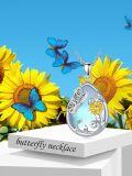 wholesale 925 Sterling Silver Teardrop Blue Agate Sunflower Pendant Necklace for Women-0-2
