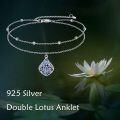 wholesale 925 Sterling Silver Abalone Shell Lotus Flower Charm Ankle Anklet-0-1