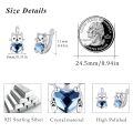 wholesale 925 Sterling Silver Cat Heart Blue Crystal Studs Huggies Earrings for Women Girls-0-4