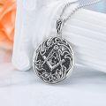 wholesale 925 Sterling Silver Masonic Memento Mori Skull Pendant Necklace for Men-0-3