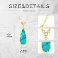 wholesale 925 Sterling Silver Natural Turquoise Pendant Necklace - Teardrop Shape with Cubic Zirconia Accent Chain Gift for Her-0-5