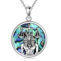 wholesale 925 Sterling Silver Egyptian Anubis with Scales of Justice Abalone Shell Pendant Necklace-0-0
