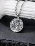 wholesale 925 Sterling Silver Round Medusa Head with Snakes Pendant Necklace for Men Women Catholic Protection s 36cm Chain Length-0-2