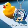 wholesale 925 Sterling Silver Blue Crystal Duck Family Pendant Necklace for Women Girls-0-5