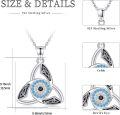 wholesale 925 Sterling Silver Celtic Trinity Knot Evil Eye Pendant Necklace with Blue Cubic Zirconia Stones for Women and Men-0-3
