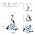 wholesale 925 Sterling Silver Celtic Trinity Knot Evil Eye Pendant Necklace with Blue Cubic Zirconia Stones for Women and Men-0-3