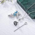 wholesale 925 Sterling Silver Urn Pendant Necklace w/ Blue Crystal Butterfly & Funnel Kit - Keepsake Jewelry-0-3