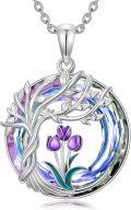 wholesale TOUPOP Purple Tulip Necklace 925 Sterling Silver Tree Of Life Tulips Flower Pendant Necklaces With Moonstone Crystal Jewelry Gifts For Women Her Wife Anniversary Birthday Gift -0-0