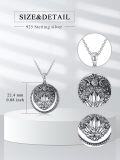 wholesale 925 Sterling Silver Lotus Flower and Crescent Moons Pendant Necklace-0-3