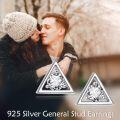 wholesale 925 Sterling Silver Triangle Cut Cubic Zirconia Stud Earrings-0-2