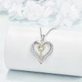 wholesale 925 Sterling Silver CZ & Moonstone Heart-Shaped Key Pendant Necklace-0-2