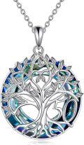 wholesale 925 Sterling Silver 50th Birthday Gifts for Women - Tree of Life Necklace with Blue Crystal Mothers Day Christmas s for Mother Wife-0-0
