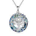 wholesale 925 Sterling Silver Tree Of Life Pendant With Blue Abalone Shell Design-0-0