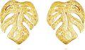 wholesale 14K Gold Leaf Stud Earrings for Women - Tropical Palm Leaves Jewelry Accessories-0-0