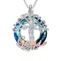 TOUPOP Sterling Silver Crystal Tree Of Life Necklace For Women-0-0