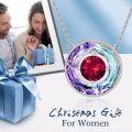 wholesale TOUPOP Christmas Gifts For Mom Women Necklace Sterling Silver Circle Necklaces For Women Crystal Pendant Birthday Mother's Day Jewelry Gifts For Mom Wife Her (b-vitrail Light-01-january-garnet) -0-2